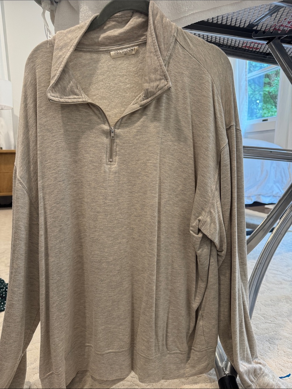 Vince Relaxed Half-Zip Sweatshirt in Taupe